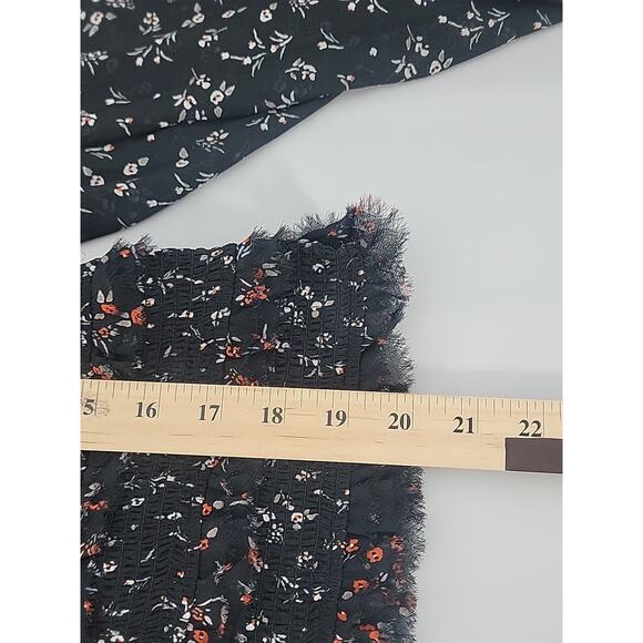 Free People Lolita Womens Long Sleeve Shirt Large Peasant Ruffle Black Floral - Picture 8 of 8